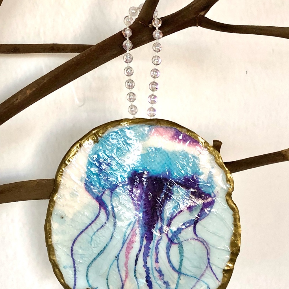 Blue and Purple Jellyfish Pendant Necklace